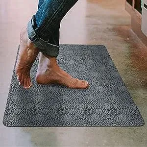 Shape28 Non Slip Rug for Hardwood Floor - Kitchen Floor Mat Ultra-Thin Kitchen Rug with Non Slip Rubber Backing 35”x23” Grey Design 2D