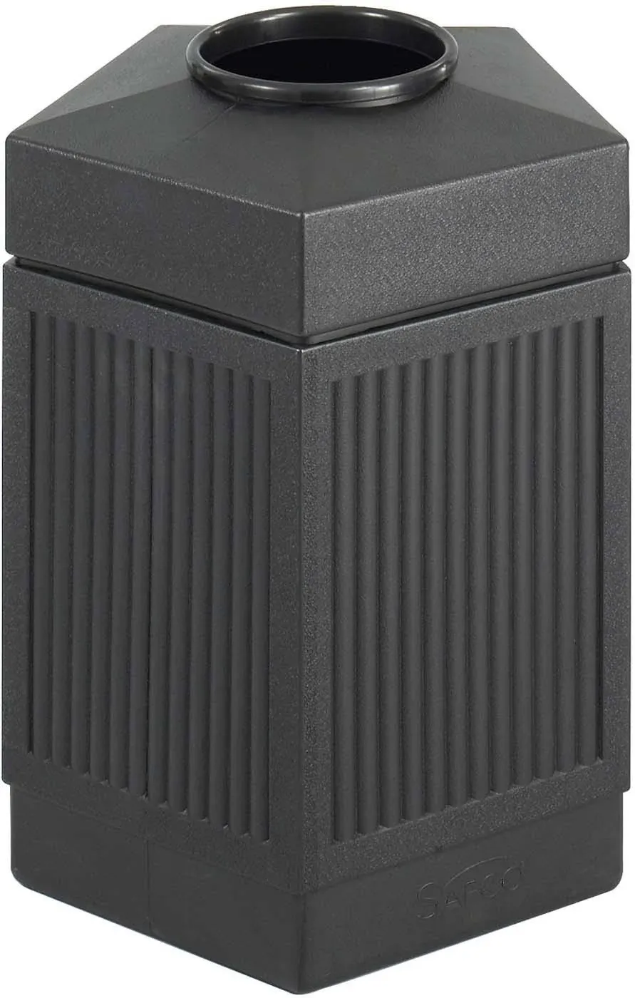 Safco Canmeleon Indoor/Outdoor Pentagon Receptacle 45 Gallons Black