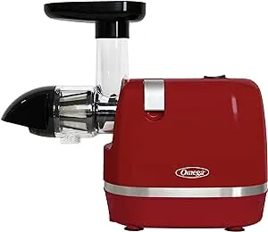 Omega H3000RED Cold Press 365 Juicer Slow Masticating Extractor Creates Delicious Fruit Vegetable and Leafy Green High Juice Yield and Preserves Nutritional Value, 150-Watt, Red