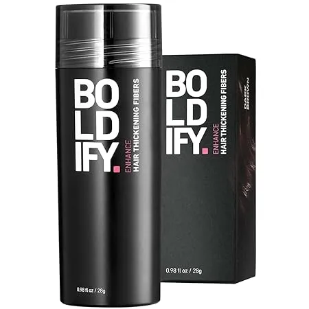 BOLDIFY Hair Fibers (56g) Fill In Fine and Thinning Hair for an Instantly Thicker & Fuller Look - Best Value & Superior Formula -14 Shades for Women & Men - DARK BROWN