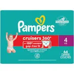 Pampers Cruisers 360 Diapers - Size 4, 64 Count, Pull-On Disposable Baby Diapers, Gap-Free Fit