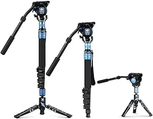 SIRUI P-325 Series Camera Monopod, Lightweight Carbon Fiber Monopod with Feet,Professional Monopod for Cameras, 360° Panorama, 5-Section, Quick Release (P-325FS+VH-10)