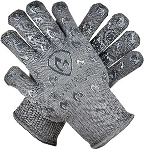 Grill Armor Oven Gloves 932°F Extreme Heat & Cut Resistant Oven Mitts with Fingers for BBQ, Cooking, Grilling, Baking – Accessory for Smoker, Cast Iron, Fire Pit, Camping, Fireplace and More