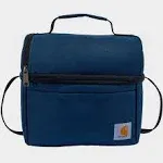 Carhartt Navy Insulated 12 Can Two Compartment Lunch Cooler New With Strap Zip