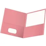 Oxford Twin-Pocket Folder, Embossed Leather Grain Paper, Pink, 25/Box