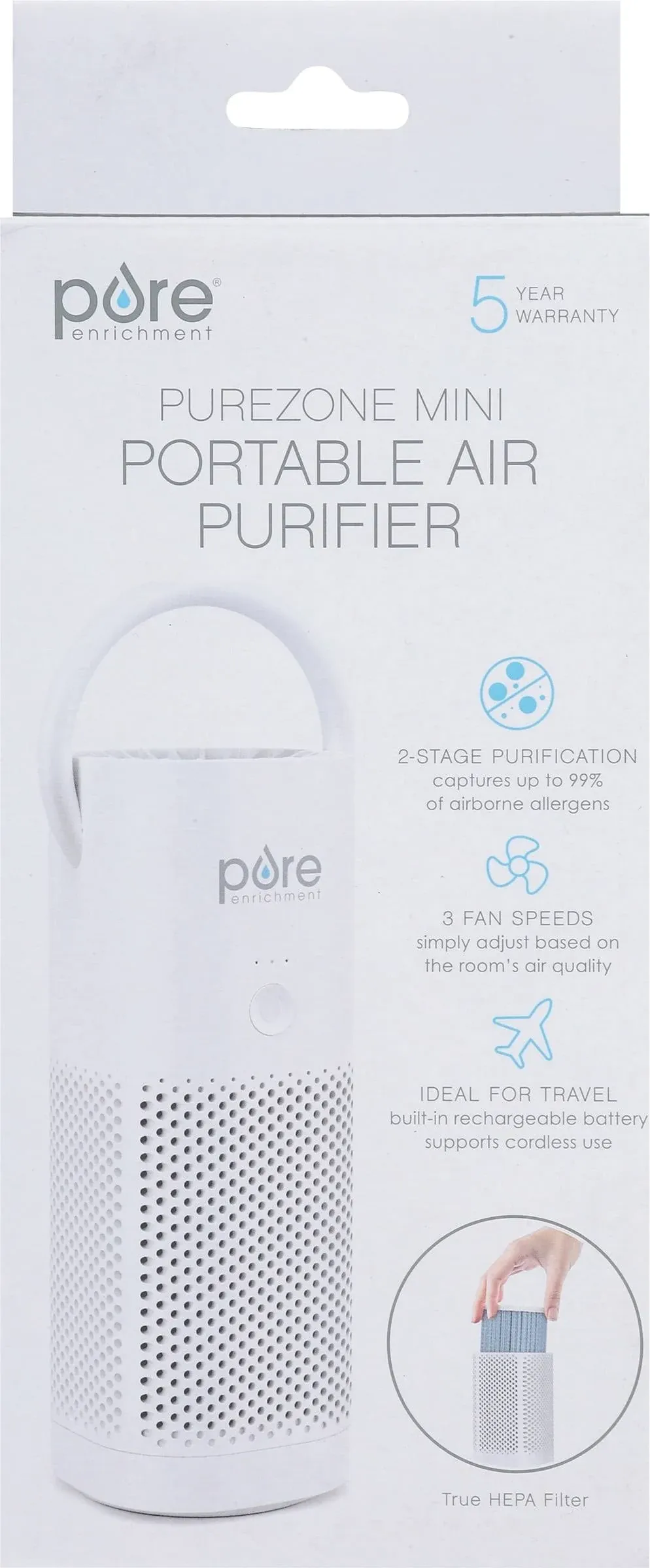 Pure Enrichment PureZone Mini Portable Air Purifier - White