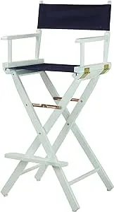 Casual Home Director's Chair ,White Frame/Navy Canvas,30" - Bar Height