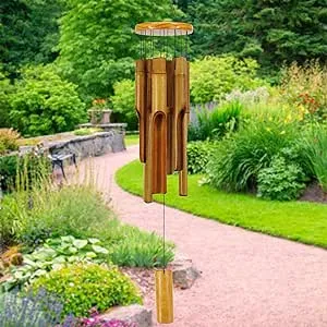 Bamboo Wind Chimes Outdoor,Wooden Wind Chimes with Melody Deep Tone,30" Classic Zen Garden Windchime for Relaxation, Grace.Home Décor for Patio, Garden or Indoor