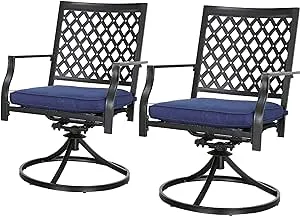 LOKATSE HOME Patio Swivel Rocker Chairs Furniture Metal Outdoor Dining Chairs with Cushion Set of 2