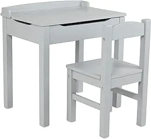 Melissa & Doug Wooden Lift-Top Desk & Chair - Gray , Grey