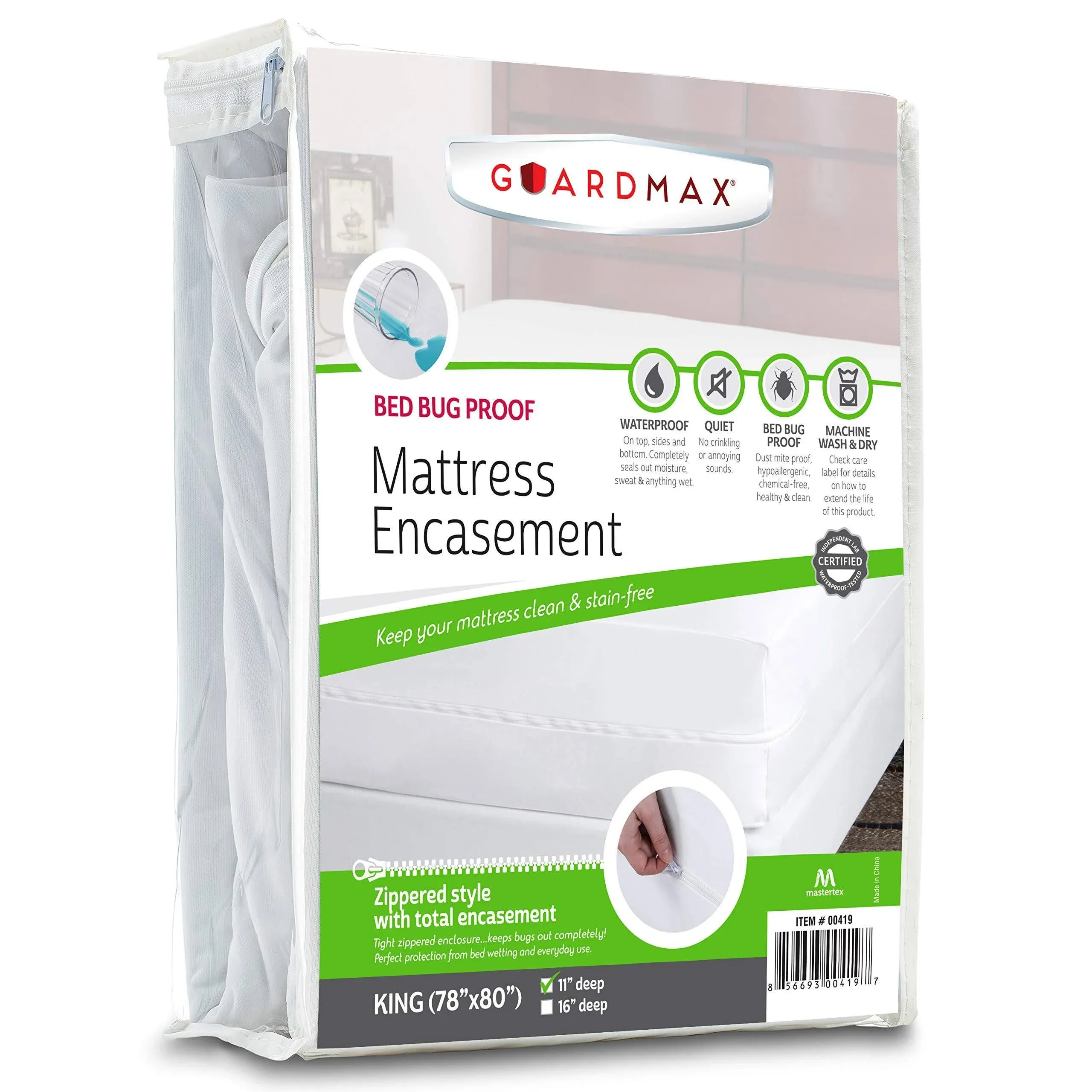 Guardmax Zippered Bed Bug Mattress Protector Encasement - King