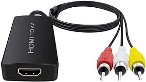 HDMI to AV Converter HDMI to RCA Composite Converter Adapter, Support PAL/NTSC, Support 1080P, Compatible with Roku/Fire Sitck/PS4/Xbox/Spectrum Box/Old Sanyo TV/Old LG TV/Old CRT ect.