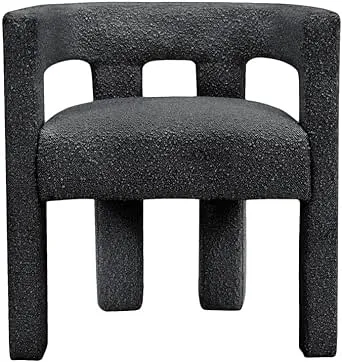 Maklaine Contemporary Fabric Accent Chair in Black