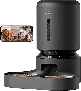 Petlibro Automatic Cat Feeder with Camera for Two Cats, 1080p HD Video with Night Vision, 5G WiFi Pet Feeder with 2-Way Audio for Cat & Dog, Low