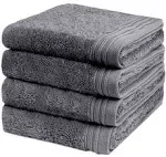 Weidemans Premium Towel Set of 4 Hand Towels 18" x 30" Color: Dark Grey |100% Cotton|4 Ultra Soft and Highly Absorbent Hand Towels for Bathroom, Gym