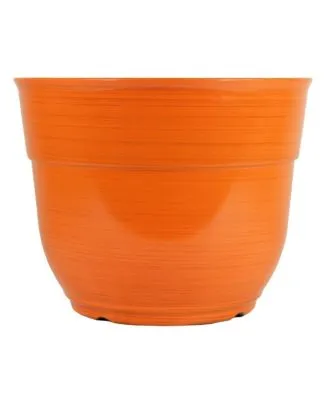 Garden Elements Glazed Brushed Happy Large Plastic Planter, Bright Orange, 15"