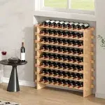 VEVOR 72 Bottle Stackable Modular Wine Rack Bamboo Wood Display Shelf 8-Tier