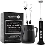 Rechargeable Frother Mixer, Pitcher and Charging Base - 3 Speed Electric Milk