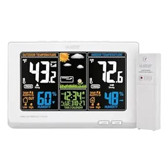 La Crosse Technology Wireless Atomic Digital Color Forecast Station with Alerts, White (308-1414W)