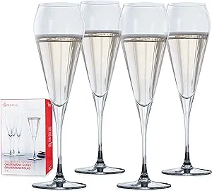 Spiegelau Willsberger Champagne Wine Glasses, Set of 4, European-Made Lead-Free Crystal, Classic Stemmed, Dishwasher Safe, Professional Quality Wine Glass Gift Set, 8.5 oz