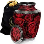 Crimson Rose Cremation Urn for Human Ashes Adult Large to 200 cu Decorative Urn