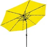 JEAREY Upgrade 10FT LED Lighted Patio Umbrella, Solar Outdoor Umbrella, Tilt Table Umbrella for Pool(Yellow)