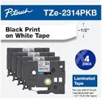 Brother TZE2314PKB P-Touch Label Tape, Black On White, 4-Pack