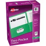 Two-pocket Folder, 40-sheet Capacity, Green, 25-box