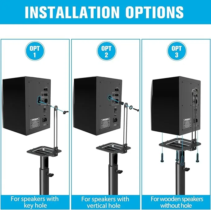 Mounting Dream Speaker Stands - Height Adjustable Speaker Stand for Vizio, Polk, JBL, Sony, Speaker Stands Pair with Wire Management (Holds up to11LBS Per Stand)