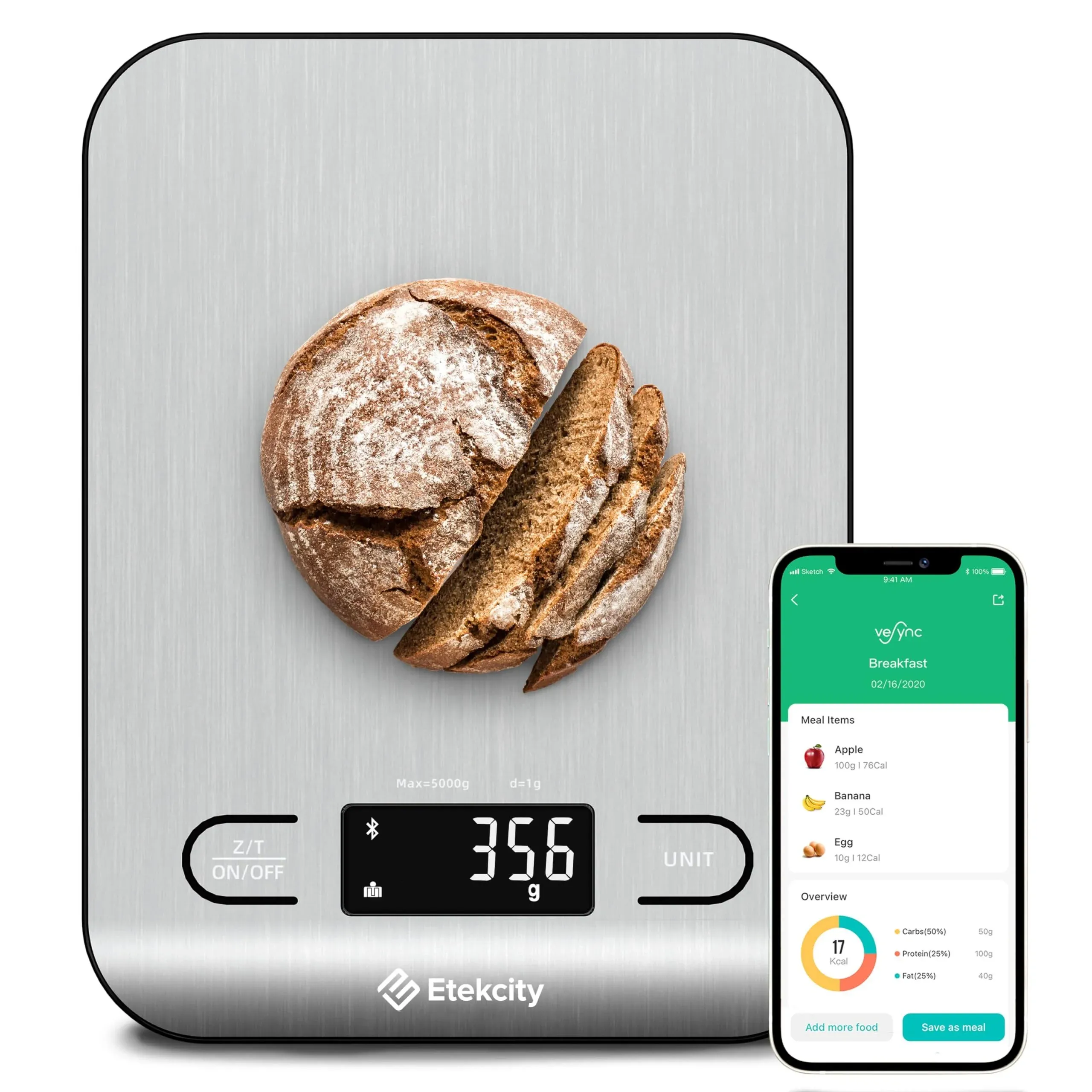 Etekcity Food Nutrition Kitchen Scale, Digital Grams and Ounces for Weight Loss, Baking, Cooking, Keto and Meal Prep