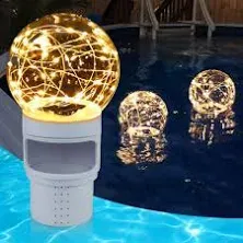 DeeprBlu Pool Chlorine Floater with Solar Ball Light, Floating Chlorine for 3&#039;&#039;