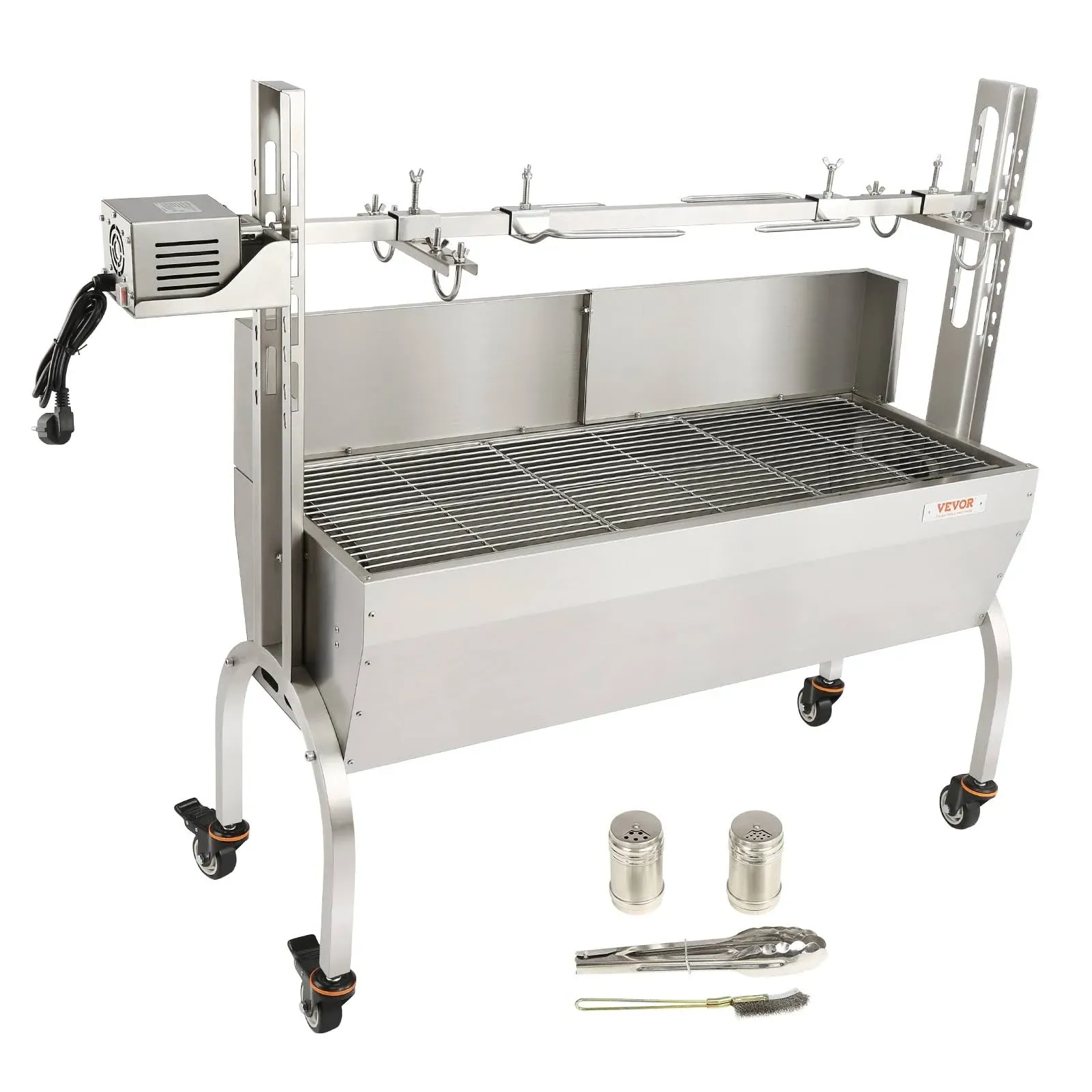 VEVOR Spit Rotisserie BBQ Grill 46" 132 lbs Capacity 50W Electric Roaster with Windscreen New