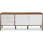 Baxton Studio Harlow Mid-Century Modern Scandinavian Sideboard Cabinet, Walnut/White