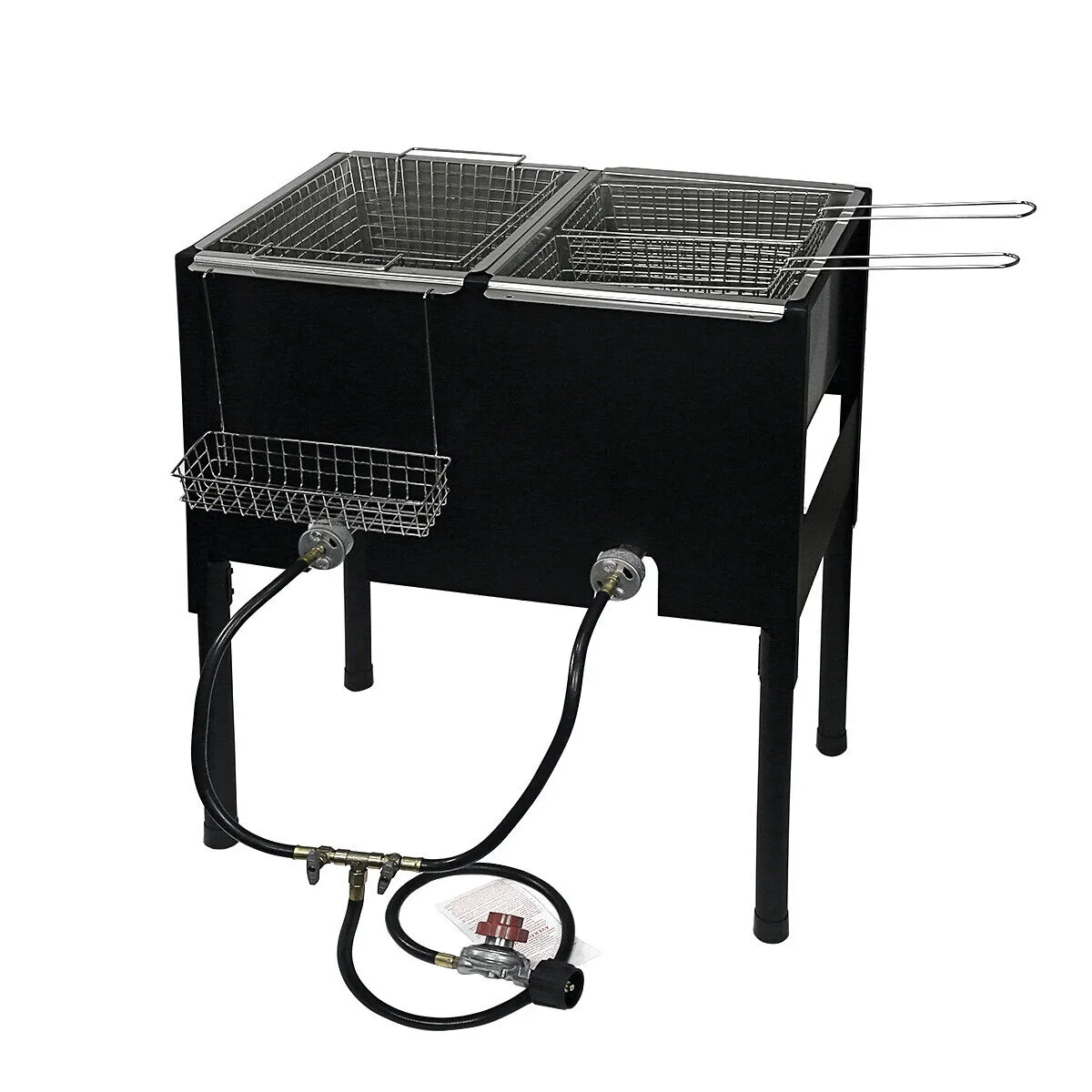 Barton 17QT High-Pressure Triple Basket Deep Fryer Double Burner Propane Station