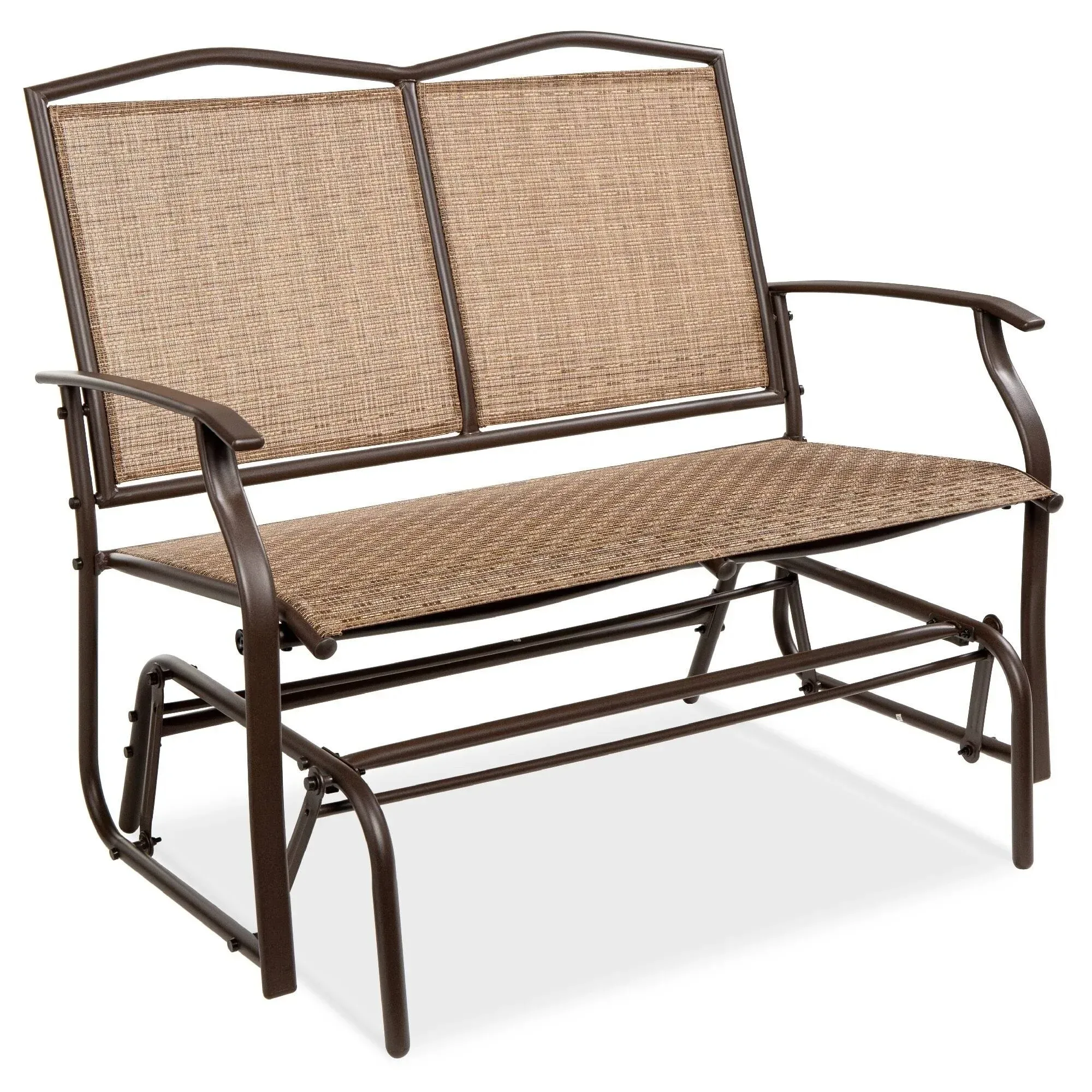 Best Choice Products 2-Person Patio Loveseat Glider Bench Rocker for Deck, Porch - Brown