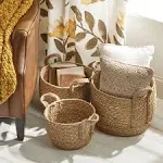 mDesign Woven Seagrass Braided Home Storage Basket Bin Set in 3 Sizes - Natural