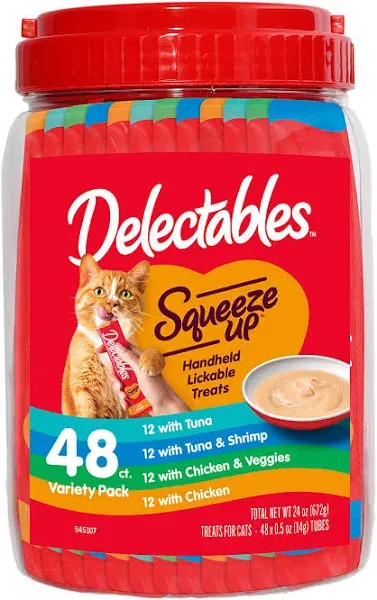 Hartz Delectables Squeeze Up Interactive Lickable Wet Cat Treats Variety Pack