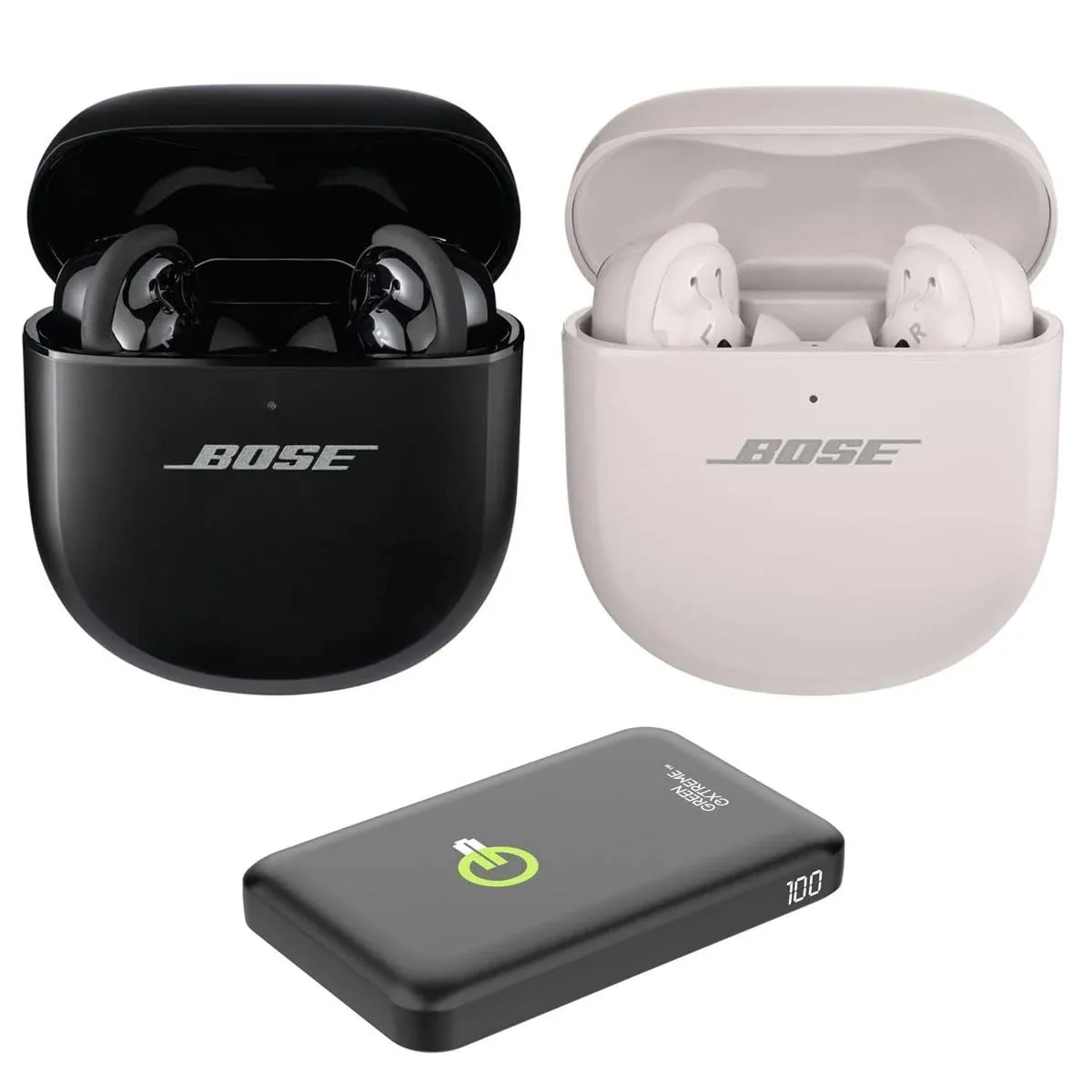 QuietComfort Ultra Wireless Noise Cancelling Earbuds, Bluetooth with Spatial Audio and Noise Cancellation, Set Bundle Black & White Smoke, & Green Extreme Portable Charge