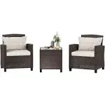 Shintenchi 3 Pieces Patio Furniture Set 3 Pieces PE Rattan Wicker Chairs with Table Outdoor Furniture for Backyard/Garden/Poolside/Outdoor