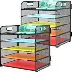 2 Pack Letter Tray Paper Organizer 5-Tier 2 Pack 5-tier Desk Organizer,blac<wbr/>k