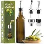 AOZITA 17oz Glass Olive Oil Dispenser - Oil and Vinegar Cruet Bottle with Stainl