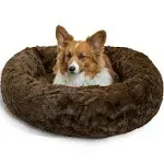 Best Friends by Sheri The Original Calming Donut Dog and Cat Bed in Lux Fur Dark Chocolate Medium 30x30"