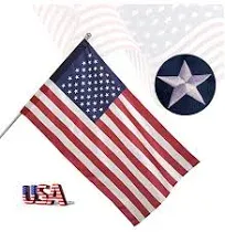 American Flag 2.5X4 Ft Pole Sleeve Banner Style-Embroide<wbr/>red Stars,Sewn Stripes,