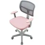 Giantex Kids Desk Chair, Children Computer Chair with Wheels and Y-Shaped Lumbar Support, Mesh Kids Office Chair, Height Adjustable Desk Chair for Girls Boys Aged 4-13, Pink