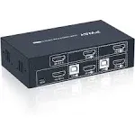 2 Port Dual Monitor KVM Switch HDMI 4K@30Hz 2 USB 2.0 Hub Supported Wireless ...