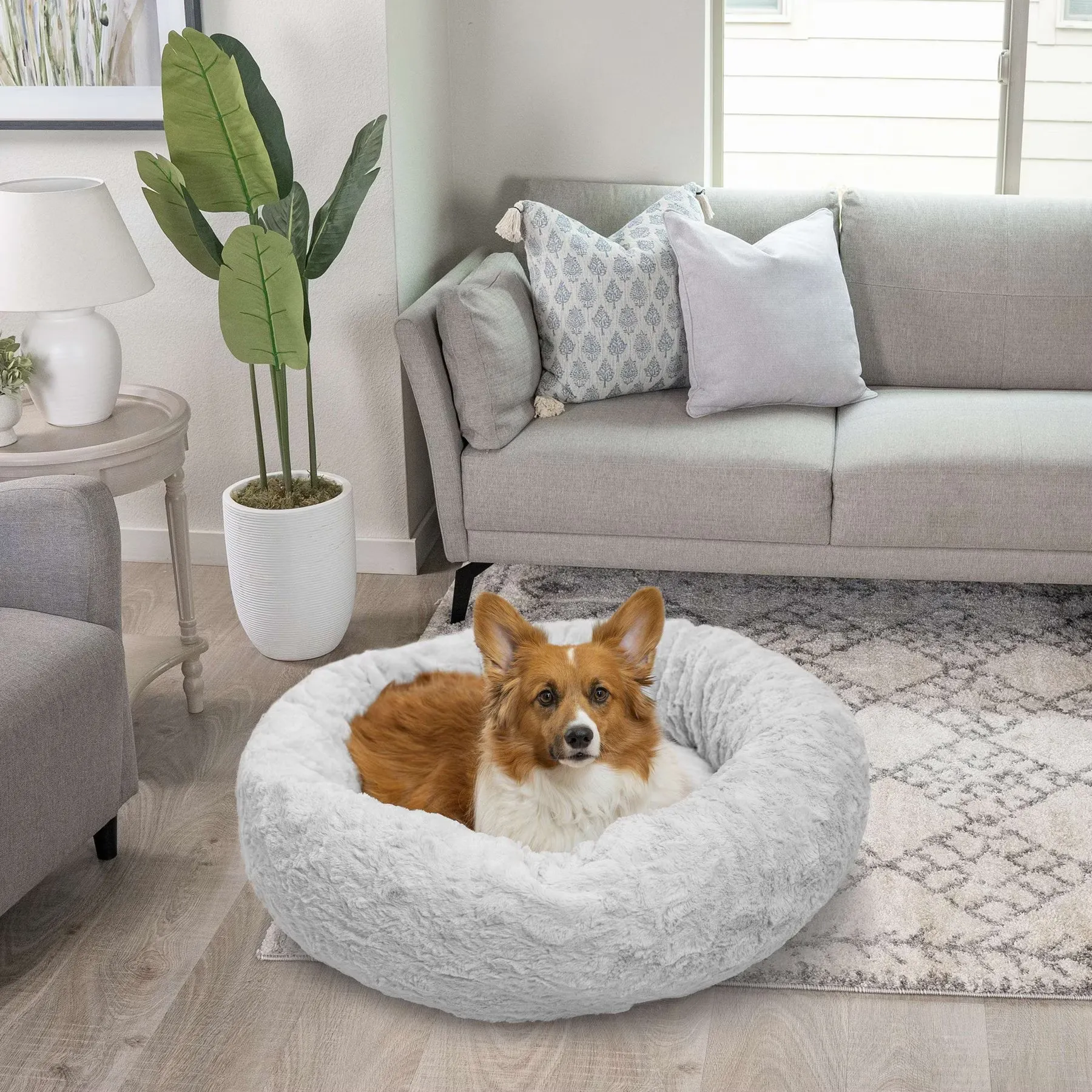 Best Friends by Sheri The Original Calming Donut Dog and Cat Bed in Lux Fur Dark Chocolate Medium 30x30"