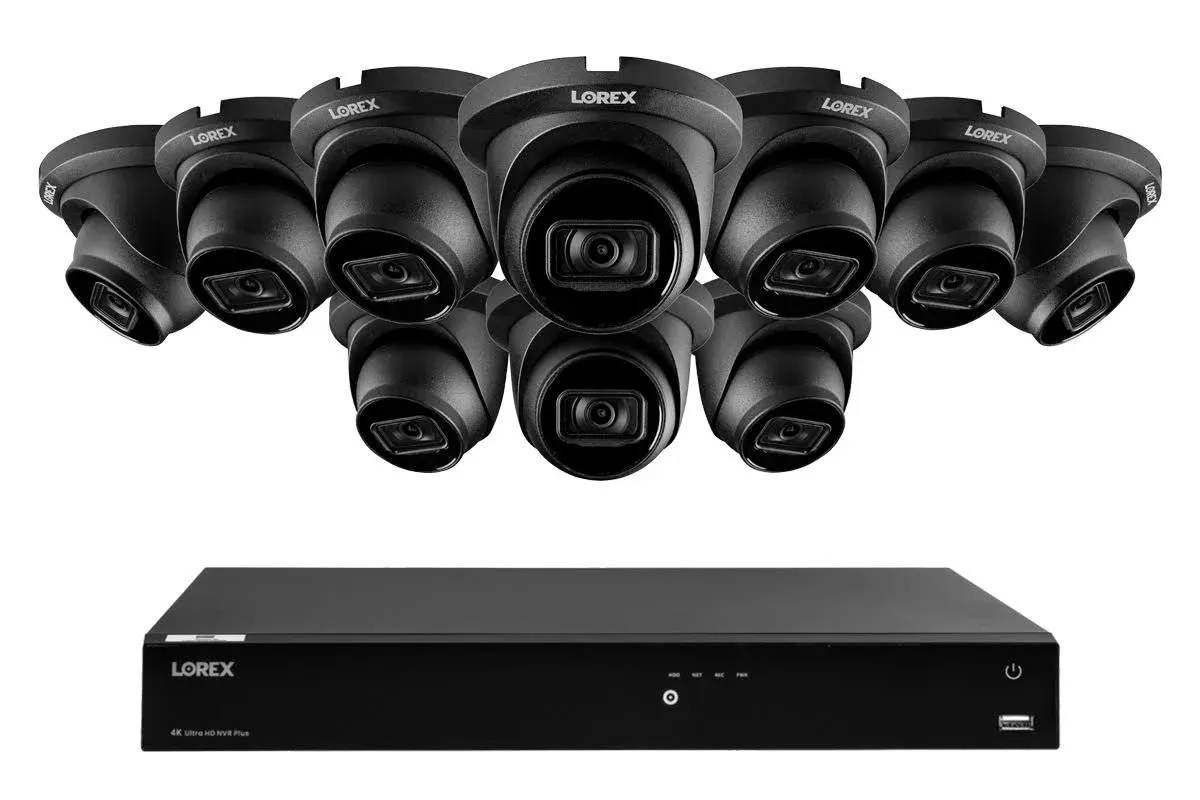 Lorex 4K 8MP 16-Camera Capable (Wired or Fusion Wi-Fi) 4TB PoE NVR System with 12 IP Dome Cameras - Color Night Vision, Smart Motion Detection