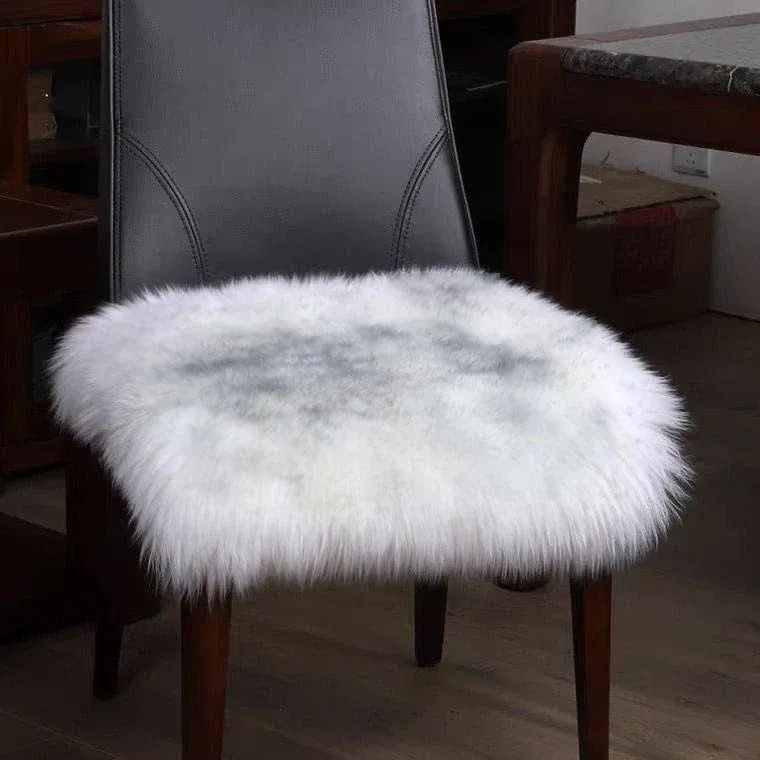 OKAYDA Genuine Australian Sheepskin Chair Cushion Seat Pad Fluffy Chair Cover for Kitchen, Office, Chair (graytips)