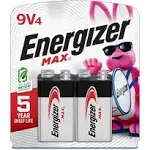 Energizer MAX 9V Batteries Alkaline Batteries 4 Pack