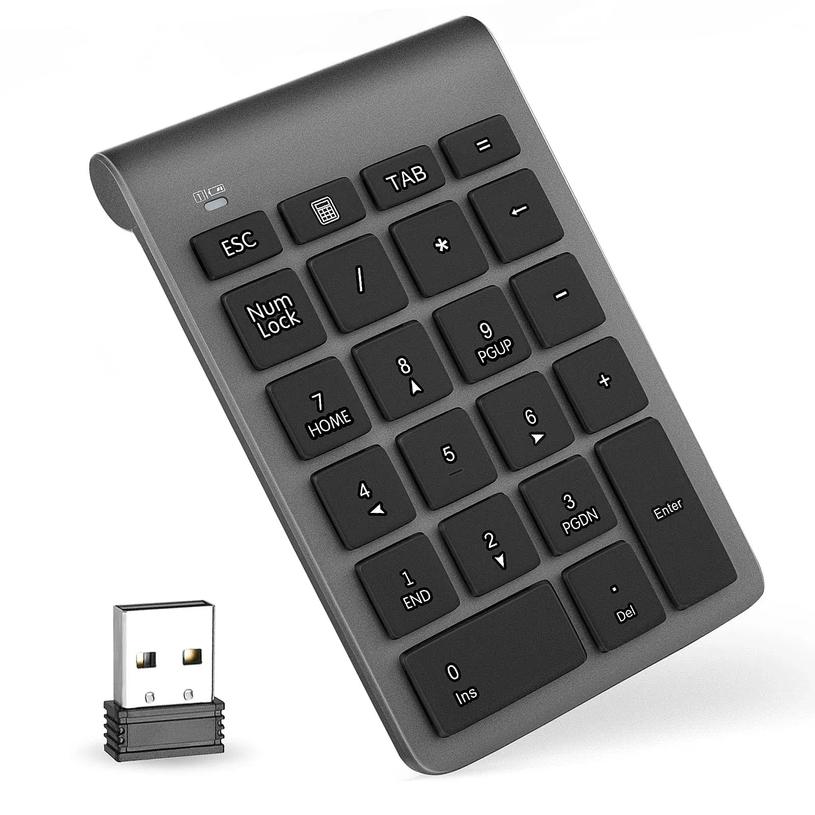 22 Keys Wireless Number Pad Portable Keyboard Extensions w/ 2.4GHz USB Receiver